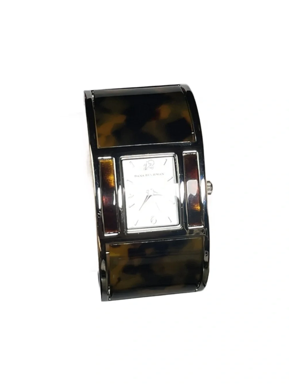 Dana Buchman Brown & Amber Animal Print Cuff Watch - Silver Accents - Adjustable